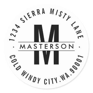 Custom Monogram Modern Circle Return Address Label