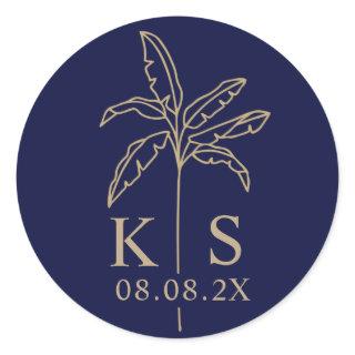 Custom Monogram Save the Date Logo Classic Round   Classic Round Sticker