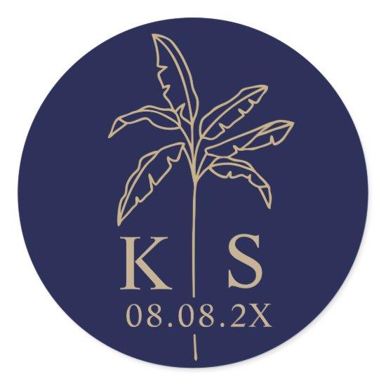 Custom Monogram Save the Date Logo Classic Round   Classic Round Sticker
