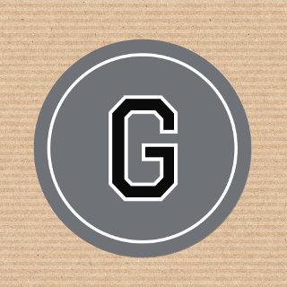 Custom Monogrammed Retro Bold Gray Black Classic Round Sticker