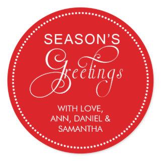 Custom Name Changeable Color Season's Greetings Classic Round Sticker