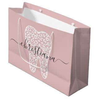 Custom Name Dental Leopard Print Tooth Large Gift Bag