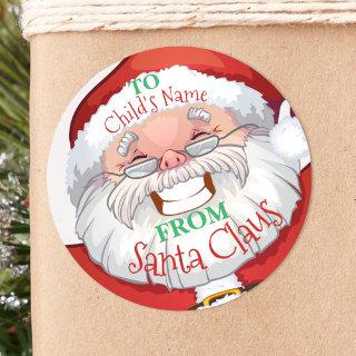 Custom Name From Santa Claus Kids Christmas Gift Classic Round Sticker