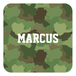 Custom Name Green Camouflage/Military Stickers