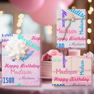 Custom NAME Happy Birthday Girl's Gift Pink  Sheets