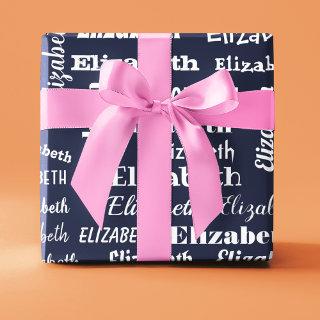 Custom Name Initial Monogram Blue White Gift