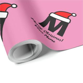Custom name initial monogram large pink Christmas