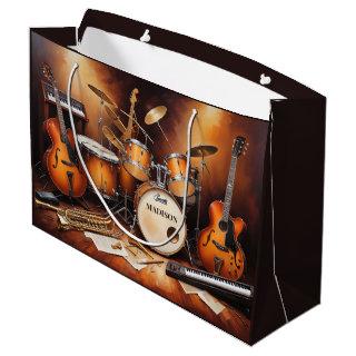 Custom Name Musical Instruments Large Gift Bag