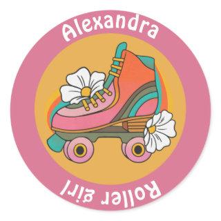 Custom name roller skate girly cute pink Sticker