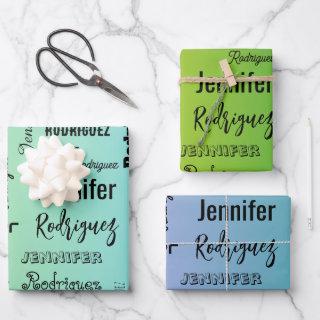 Custom Name Text Abstract Blue Green Gradient  Sheets