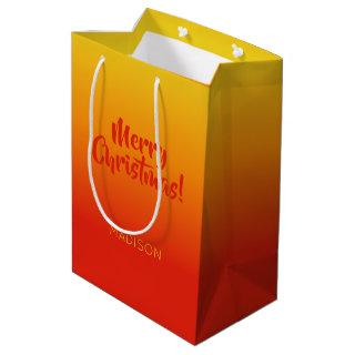 Custom name & text Yellow to Red Gradient Medium Gift Bag