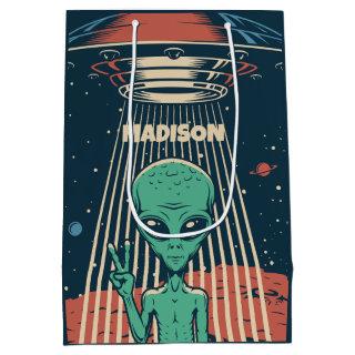 Custom Name UFO Alien Medium Gift Bag