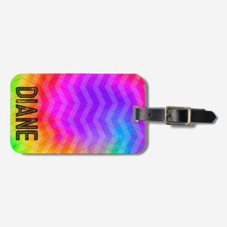 Custom Neon Rainbow Herringbone Gift Bag Luggage Tag