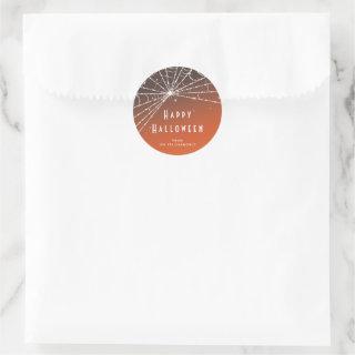 Custom Orange Sunset Spider Web Halloween Stickers