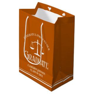 Custom Orange White Law School Graduation Party Medium Gift Bag