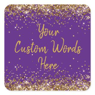 Custom Party Favor Personalized Birthday Purple Square Sticker