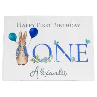 Custom Peter the rabbit 1st Birthday Large Gift Bag