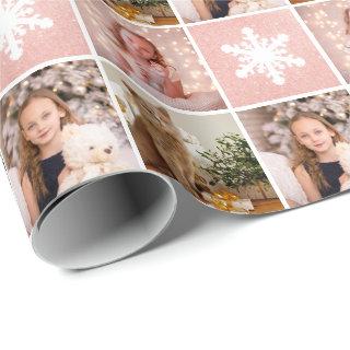 Custom Photo Collage Rose Gold Snowflakes