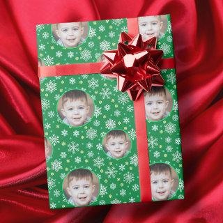 Custom Photo Custom Logo Snowflake Green Festive
