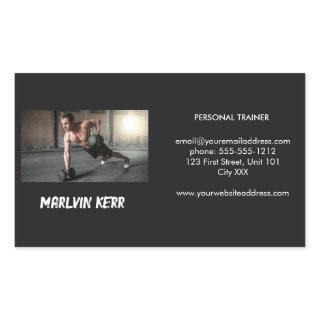 Custom photo gym business gray rectangular sticker