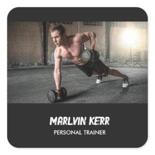 Custom photo gym gray square sticker