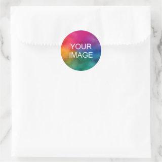 Custom Photo Image Design or Logo Simple Template Classic Round Sticker