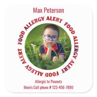 Custom Photo Kids Food Allergy Medical Alert Square Sticker