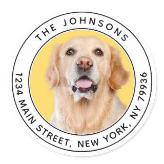 Custom Photo Modern Round Return Address Classic Round Sticker