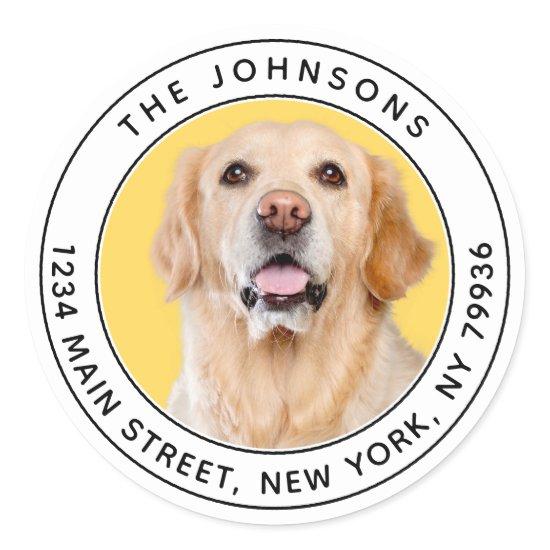 Custom Photo Modern Round Return Address Classic Round Sticker