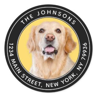 Custom Photo Modern Round Return Address Classic Round Sticker