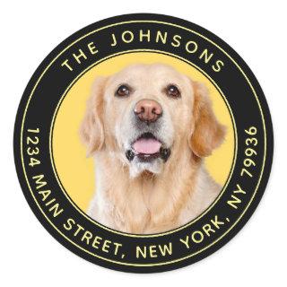 Custom Photo Modern Round Return Address Classic Round Sticker