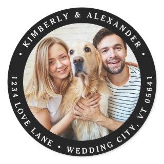 Custom Photo Modern Wedding Return Address  Classic Round Sticker