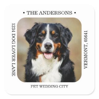 Custom Photo Modern Wedding Return Address  Square Sticker