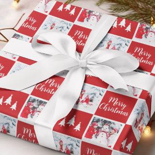 Custom Photo Pattern Red White Merry Christmas