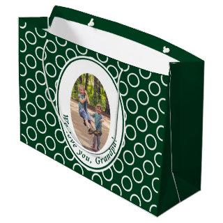 Custom Photo Text Green & White Polka Dot Large Gift Bag