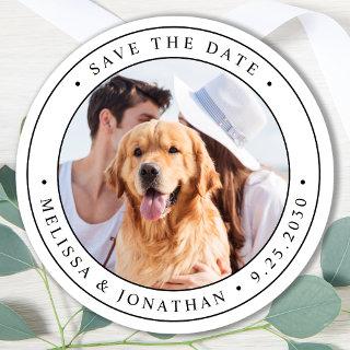 Custom Photo Wedding Save The Date  Classic Round Sticker