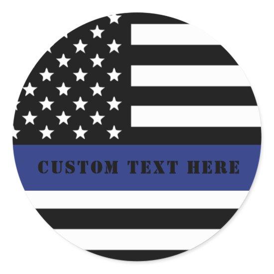Custom Police Officer Thin Blue Line Police Dept. Classic Round Sticker