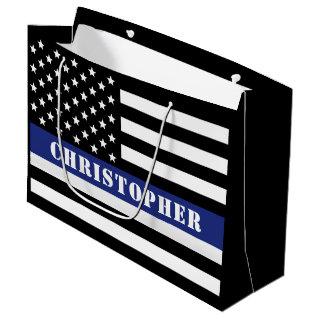 Custom Police Officer Thin Blue Line Police Dept. Large Gift Bag