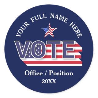 Custom Political Campaign  Classic Round Sticker