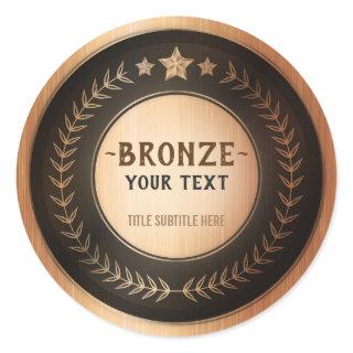 CUSTOM PRINT DIY MEDAL Bronze Champion EDITABLE Classic Round Sticker