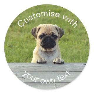 Custom Pug Pup Classic Round Sticker