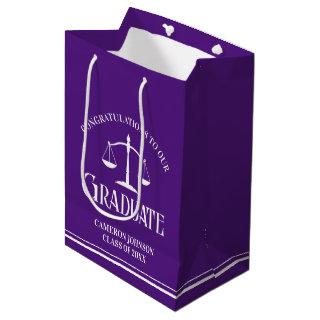 Custom Purple White Law School Graduation Party Medium Gift Bag