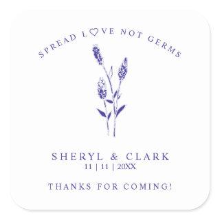Custom Purple Wildflowers Wedding Hand Sanitizer Square Sticker