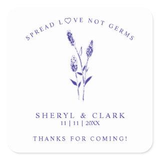 Custom Purple Wildflowers Wedding Hand Sanitizer Square Sticker