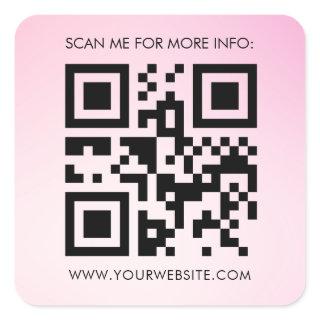Custom QR Code Pink Gradient Business Promotional Square Sticker