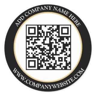 Custom QR Code Text Black White Classic  Classic Round Sticker
