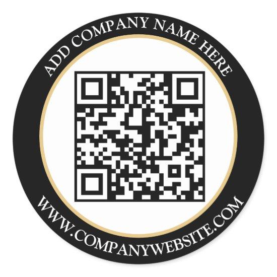 Custom QR Code Text Black White Classic  Classic Round Sticker