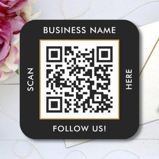 Custom QR Code Text Black White Square Sticker