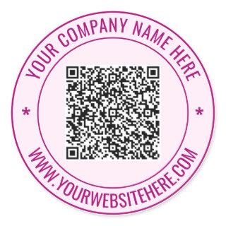 Custom QR Code Text Round Sticker Choose Colors