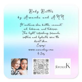 CUSTOM QRCODE LOGO PHOTO PRODUCT DESCRIPTION OMBRE SQUARE STICKER